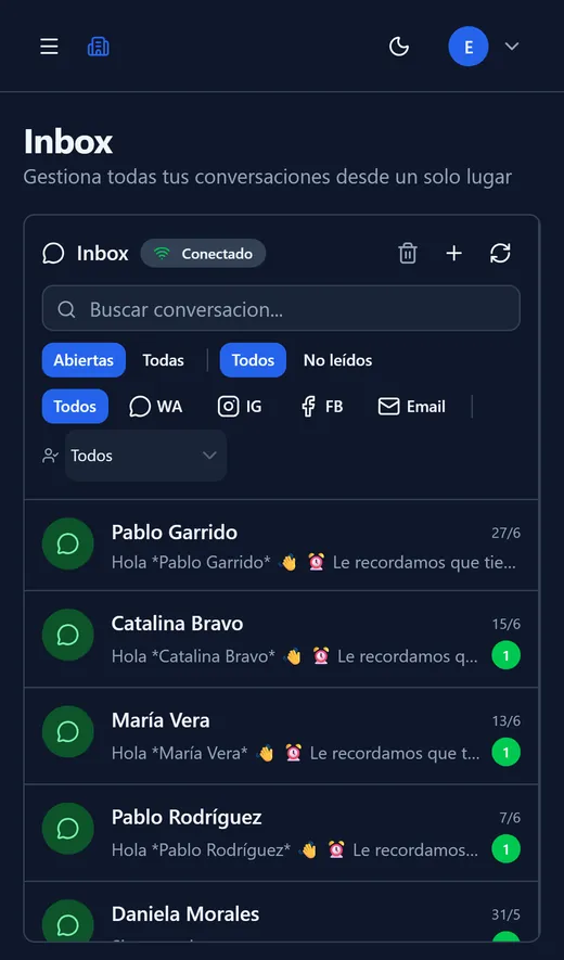 Inbox de Torksys en un celular